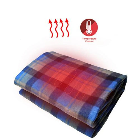 Electric Heating Blanket for Car, Universal Plush Quilt, Portable Fashion, Plaid Blanket for Home, Travel, Camping, 12V