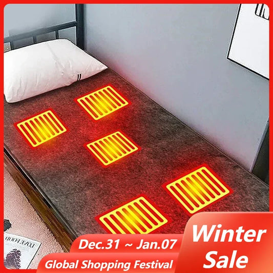 5V USB Electric Heated Pad 3-Level Temperature Thermal Sleeping Pad Cushion Mattress Winter Warmer Blanket for Car Home Outdoor