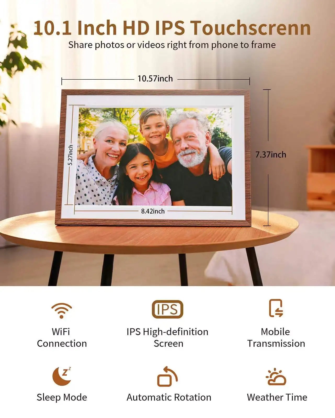 Frameo 10.1 Inch Digital Picture Frame，WiFi Electronic Frame，1280 * 800IPS HD Cloud Smart Digital Photo Frame,32GB Storage, Wall