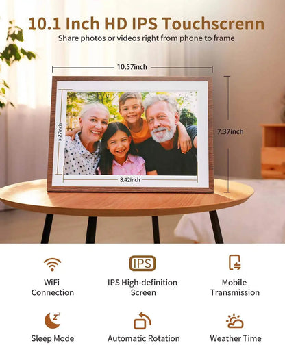 Frameo 10.1 Inch Digital Picture Frame，WiFi Electronic Frame，1280 * 800IPS HD Cloud Smart Digital Photo Frame,32GB Storage, Wall