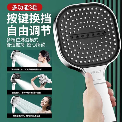 New 13CM Large Panel 3 Modes Shower Head High Pressure Water Massage Shower Head With Filter Element Bathroom Accessories