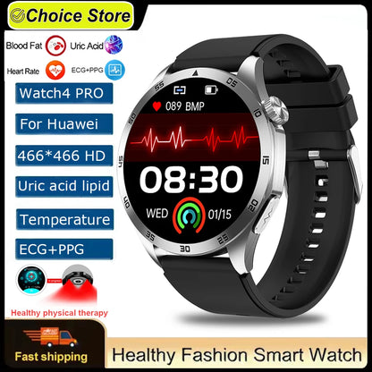 For Huawei Men Smart Watch 466*466 HD Screen Blood Lipids Uric Acid ECG+PPG Fitness Tracker Clock BT Call Sports Health Watches