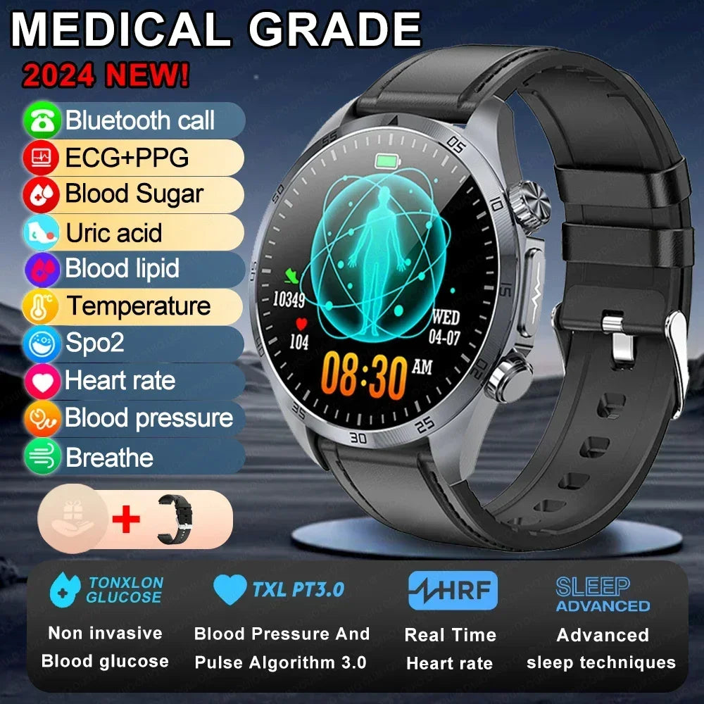 New Medical Grade Smart Watch Women Laser Treatment Three High ECG+PPG Body Temperature Monitoring BT Call Men Health smartwatch