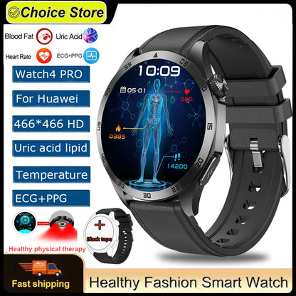 For Huawei Men Smart Watch 466*466 HD Screen Blood Lipids Uric Acid ECG+PPG Fitness Tracker Clock BT Call Sports Health Watches