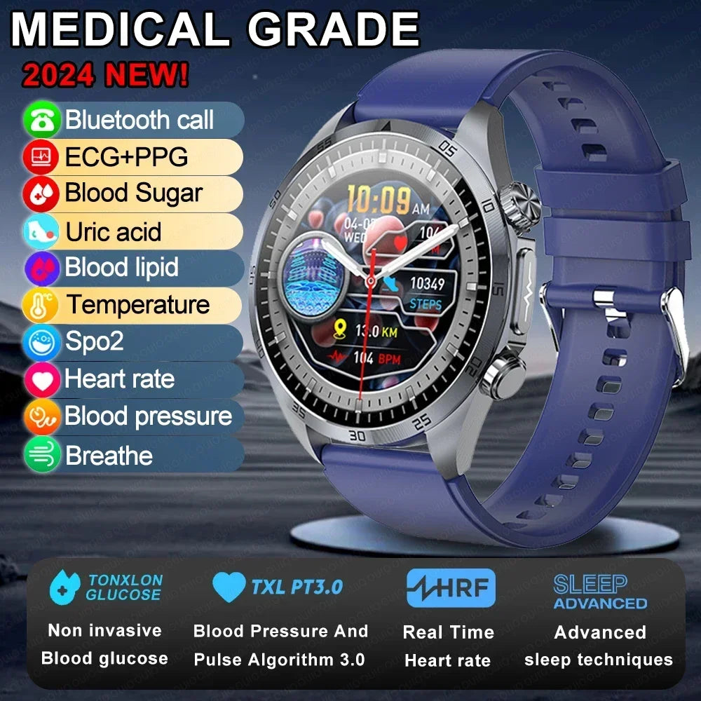 New Medical Grade Smart Watch Women Laser Treatment Three High ECG+PPG Body Temperature Monitoring BT Call Men Health smartwatch