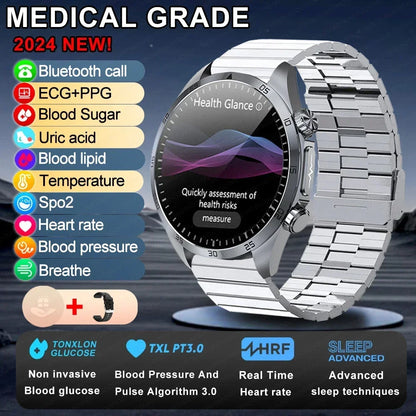 New Medical Grade Smart Watch Women Laser Treatment Three High ECG+PPG Body Temperature Monitoring BT Call Men Health smartwatch