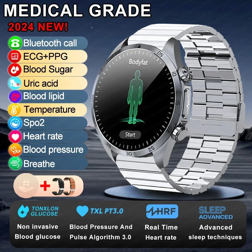 New Medical Grade Smart Watch Women Laser Treatment Three High ECG+PPG Body Temperature Monitoring BT Call Men Health smartwatch