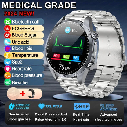 New Medical Grade Smart Watch Women Laser Treatment Three High ECG+PPG Body Temperature Monitoring BT Call Men Health smartwatch