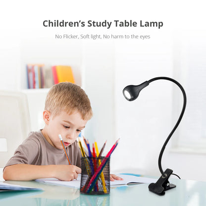 USB LED Reading Book Light Table Lamp Flexible Night Lights For Bedroom Bedside LED Desk Lamp With Clip Holder Luminaria