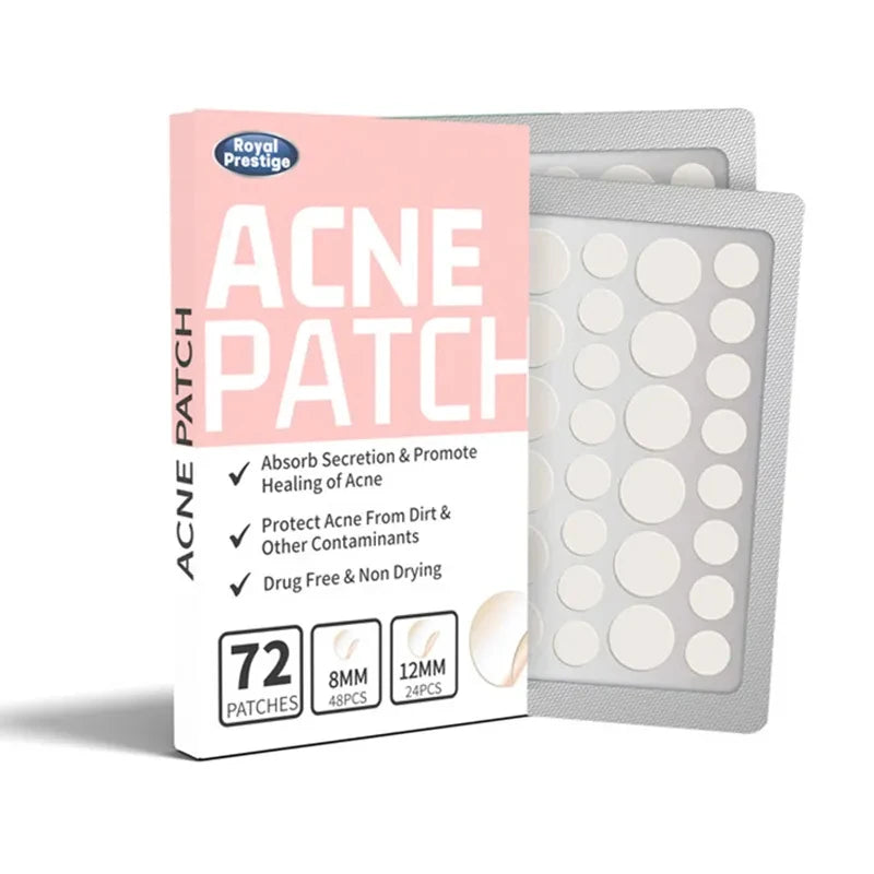 72Pcs Invisible Acne Patches Removal Pimple Anti-Acne Hydrocolloid Patches Spots Marks Concealer Repair Sticker Waterproof Box