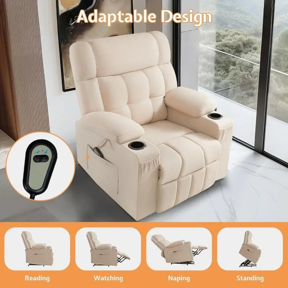 Large Power Lift Recliner Chairs for Adult Reclining Chair for Elderly,with Cupholder Living Room Chair Electric Recliners Sofa