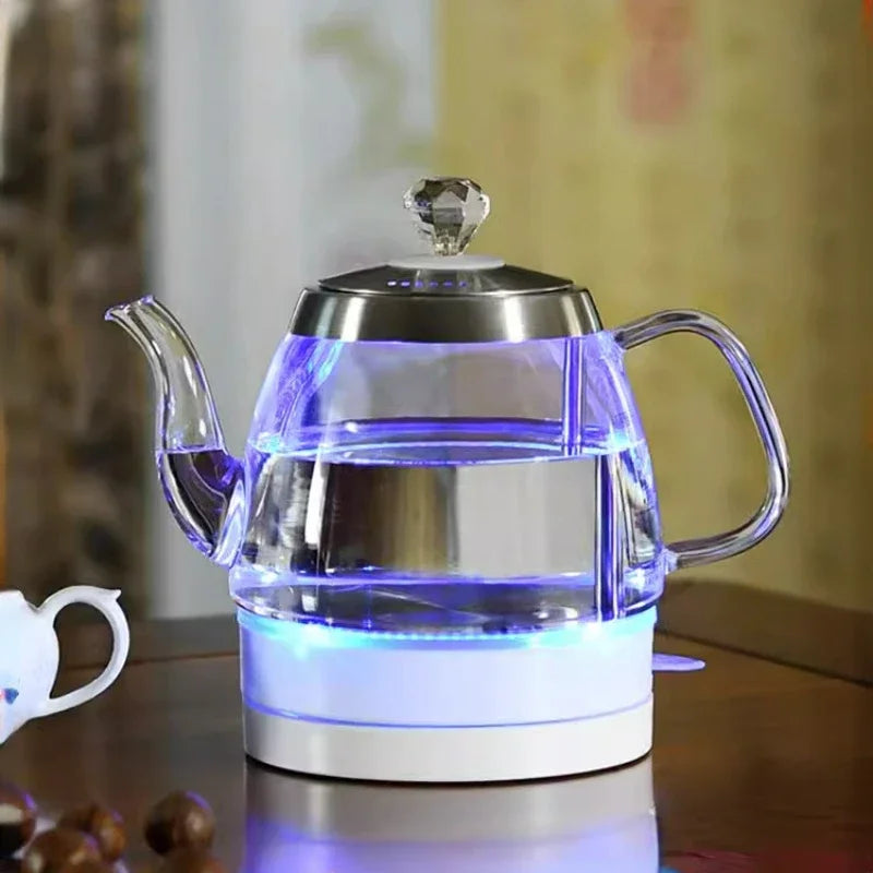 Borosilicate Glass Electric Kettle for Boiling Water 220V Home Tea Kettle 1L Transparent Heat Preservation Bouilloire Électrique