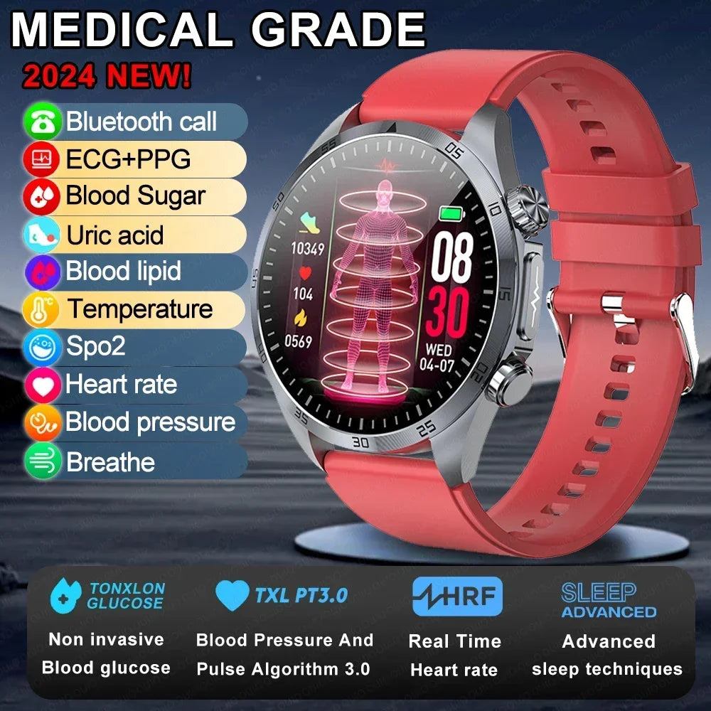 New Medical Grade Smart Watch Women Laser Treatment Three High ECG+PPG Body Temperature Monitoring BT Call Men Health smartwatch