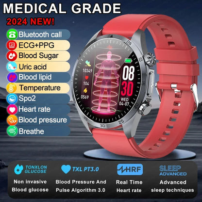 New Medical Grade Smart Watch Women Laser Treatment Three High ECG+PPG Body Temperature Monitoring BT Call Men Health smartwatch