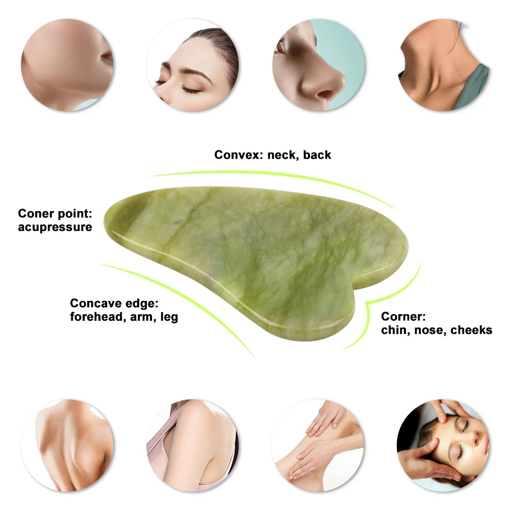 Natural Stone GuaSha Jade Facial Beauty Scraping Massage Tools Firm Skin Care Face Gua Sha SPA Physical Therapy Gue Che Roller