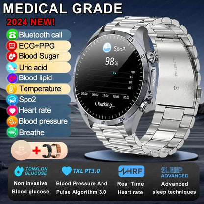 New Medical Grade Smart Watch Women Laser Treatment Three High ECG+PPG Body Temperature Monitoring BT Call Men Health smartwatch