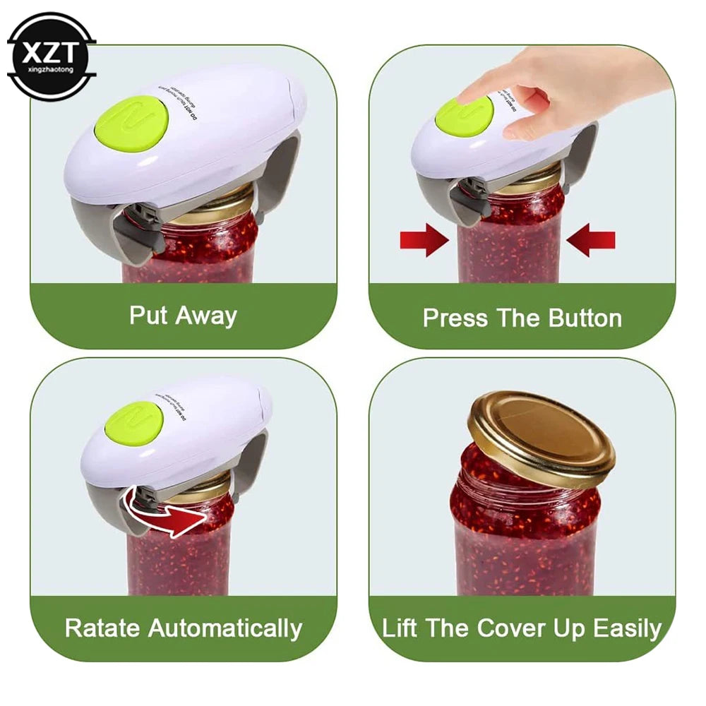 Electric Can Opener Smooth Edge Practical Automatic Jar Bottle Openers Double Ear Can Opener Kitchen Glass Can Opener