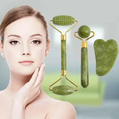 Natural Jade Roller Face Gua Sha Natural Stone Body Neck Massager Acupoint Eye Care Spa Massage Tools Massage Visage Lifting