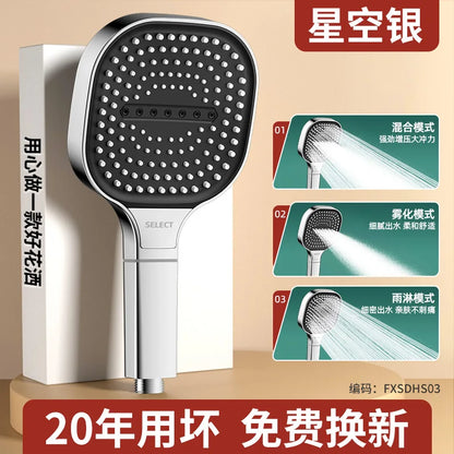 New 13CM Large Panel 3 Modes Shower Head High Pressure Water Massage Shower Head With Filter Element Bathroom Accessories