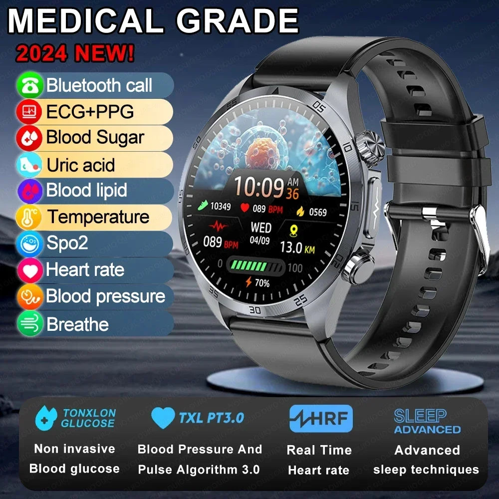 New Medical Grade Smart Watch Women Laser Treatment Three High ECG+PPG Body Temperature Monitoring BT Call Men Health smartwatch