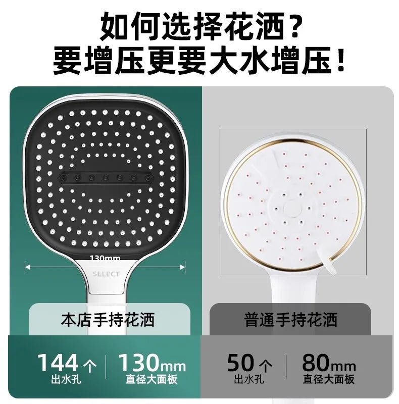 New 13CM Large Panel 3 Modes Shower Head High Pressure Water Massage Shower Head With Filter Element Bathroom Accessories