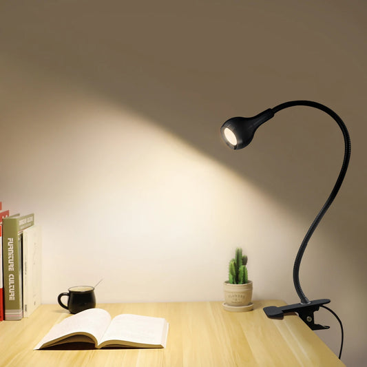 USB LED Reading Book Light Table Lamp Flexible Night Lights For Bedroom Bedside LED Desk Lamp With Clip Holder Luminaria