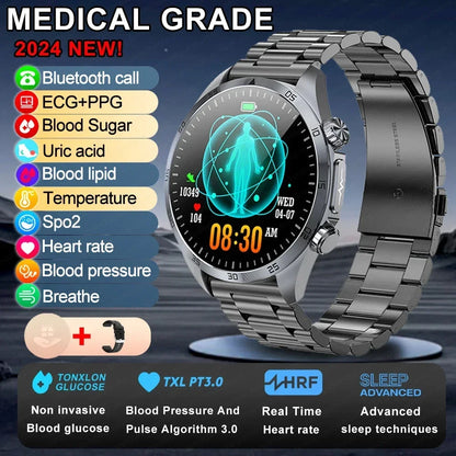 New Medical Grade Smart Watch Women Laser Treatment Three High ECG+PPG Body Temperature Monitoring BT Call Men Health smartwatch