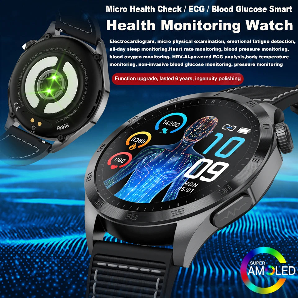 For Huawei Men Smart Watch 466*466 HD Screen Blood Lipids Uric Acid ECG+PPG Fitness Tracker Clock BT Call Sports Health Watches