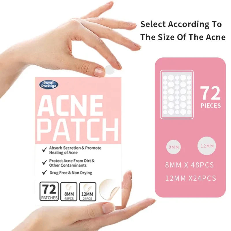 72Pcs Invisible Acne Patches Removal Pimple Anti-Acne Hydrocolloid Patches Spots Marks Concealer Repair Sticker Waterproof Box