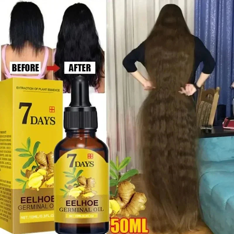 7 Days Fast Ginger Hair Growth Serum Anti-loss Hair Regrowth Products Repair Nourish Damaged Hairs Scalp Care Oil For Women Men