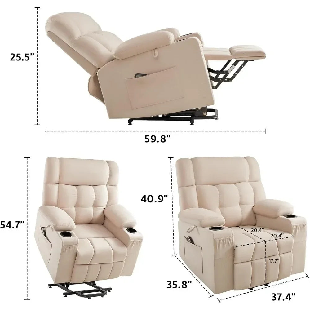 Large Power Lift Recliner Chairs for Adult Reclining Chair for Elderly,with Cupholder Living Room Chair Electric Recliners Sofa